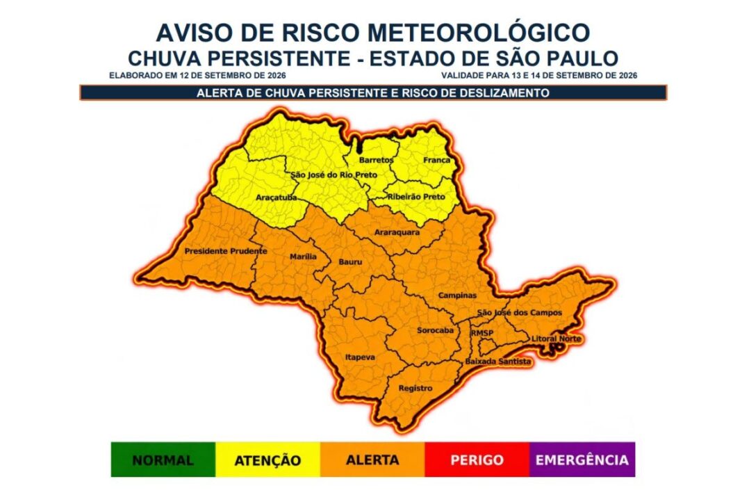 Defesa Civil alerta para chuvas persistentes e risco de deslizamentos no interior de SP
