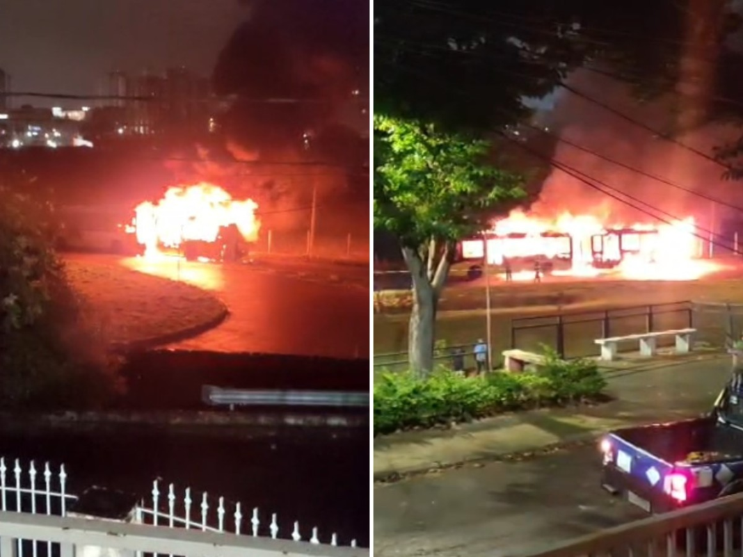 Ônibus do transporte público é completamente destruído por incêndio em estação de Campinas