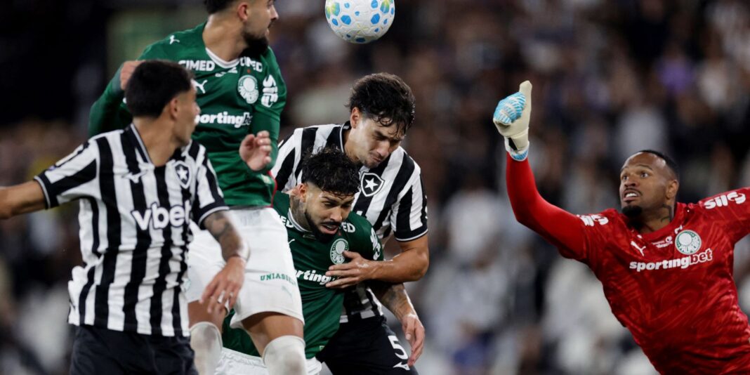 Botafogo empata com Palmeiras e ajuda Flamengo a assumir a liderança do Brasileirão