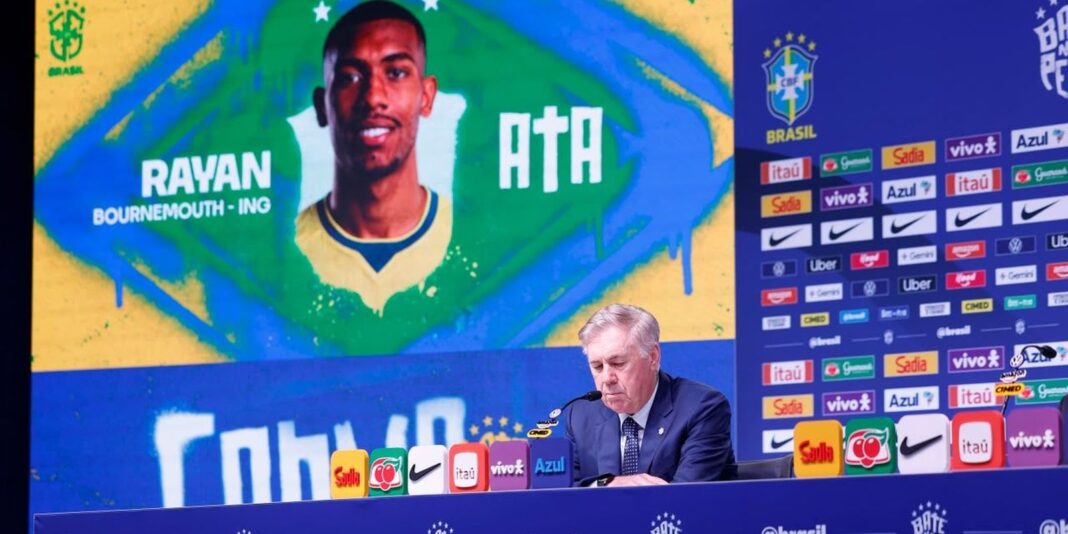Ancelotti convoca 26 jogadores para amistosos da Seleção Brasileira com foco na renovação