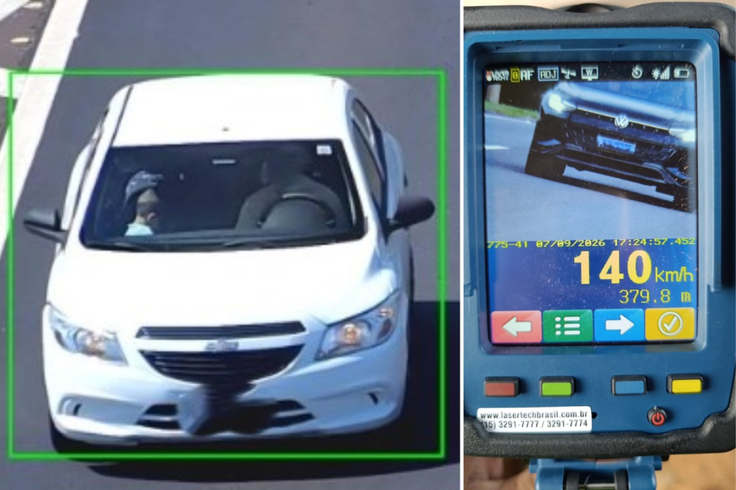 Carro a 140 km/h e crianças no banco da frente sem cinto: polícia flagra imprudências na Raposo Tavares no interior de SP
