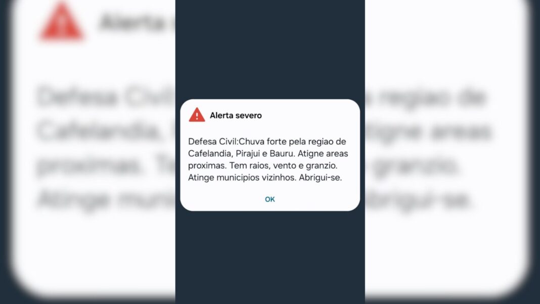 Defesa Civil emite alerta para chuva forte e granizo em Bauru e região