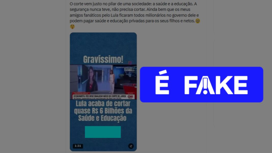 Informação falsa sobre cortes na Saúde e Educação por Lula após 2026